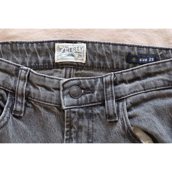 Faherty Mens Size 28 5 Pocket Black Dyed Straight Leg Jeans Pants Denim Stretch - Picture 5 of 11